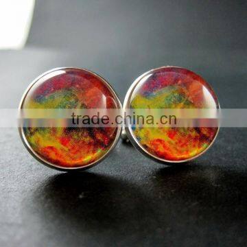 20mm Silver Plated Rainbow Galaxy Universe Art Collage Round Glass Cabochon Fashion Cufflinks Wedding Cuff Links Gift 6600059 photo-2
