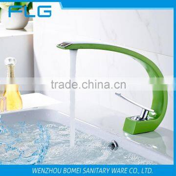 FLG100330 C Type Green Colour Painting OEM Brass Basin Faucet