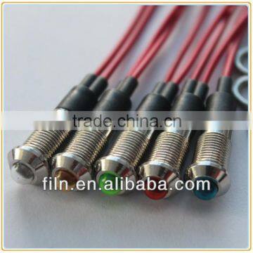 M8 Brass LED indicator light with leading cable 12vdc high brightness LED