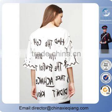 2016 Fashion Plus Size Ladies Words Printed Dress Girls Casual Dress