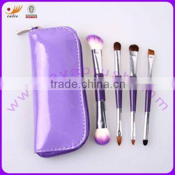 4pcs Purple Two-ends Mini Portable Cosmetic Brush Kit