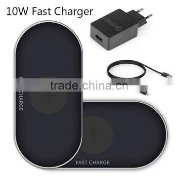 Smart Light Sensor GVC Black LED Qi Fast Wireless Charger Pad+ QC 2.0 adapter for Galaxy S6 / S7 Edge QC 2.0 QI CHARGER GQ710W