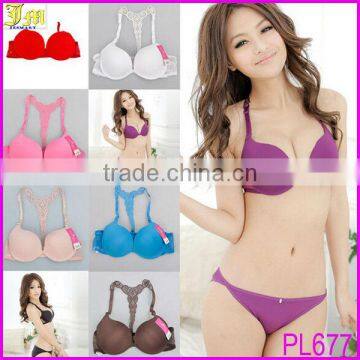 Hot Women Girls New Sexy Front Closure Lace Racer Back Push Up Bra Factory Wholesale