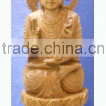 God Buddha Statue wooden Handicraft artisan Buddhism Sculptural decor Gift Carving Handmade Sandalwood Artisan