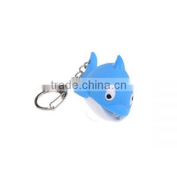 Cute Blue and White Sound Dolphin With LED Light Mouth Key Chain Ring