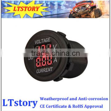 2016 NEW! DC Waterproof Round Digital Voltmeter and Ammeter socket