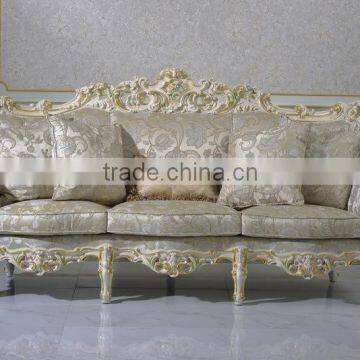 European Royal Style Bright Color Living Room Sectional Sofa Set, Floral Design Hand Painted Sofa Set photo-4