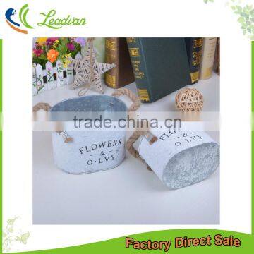 Shabby Chic Home Decor Hanging Galvanized Metal Flower Market Bucket for Balcony