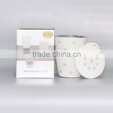 Porcelain Printed Tea and Coffee Mug With Lid and Filter photo-6