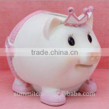 Resin Pink Pig Wearing Crown Piggy Bank Money Boxes Wholesale photo-3