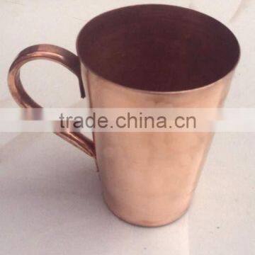 CUP SHAPE MOSCOW MULE SOLID COPPER MUG WITH COPPER HANDLE , COPPER MUG FOR VODKA & MOSCOW MULE, MOSCOR MULE COPPER CUP photo-2