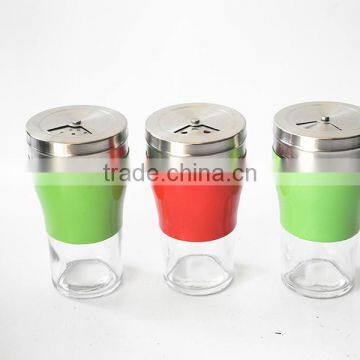 Colorful Glass Condiment Bottle With Rotating Hole Lid Metal Cover photo-4