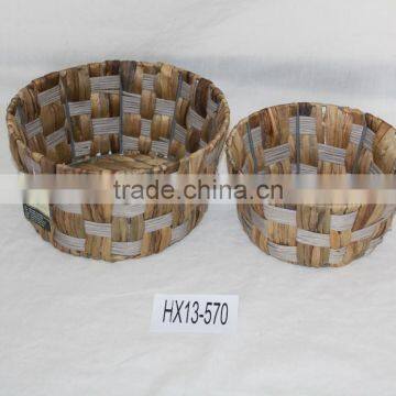 Ovals Metal Frame Rush Woven Storage Basket