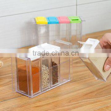 Transparent Rectangle 4 Cases Seasoning Box Spice Box Set Plastic Spice Bottles Wholesale photo-2