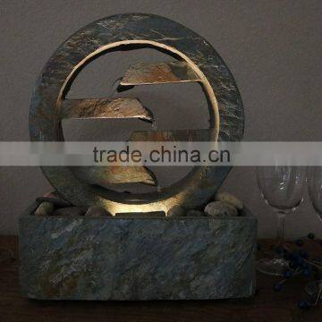 4-Level Slate Tabletop Water Fountain With LED Light
