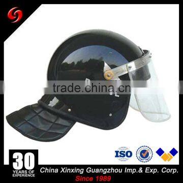 ABS black police security anti riot helmet with mask leather neck protector