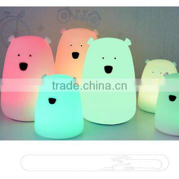 Fancy Animal Usb Kids Mini Portable Touch Sensor Rechargeable Cute Bear Silicone Led Small Night Light