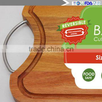 Manufacturers Wholesale Stainless Steel Handle Acacia Wood Chopping Block photo-5