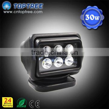 7'' 30W 360degree powerful cree chip marine12 volt led remote spotlight