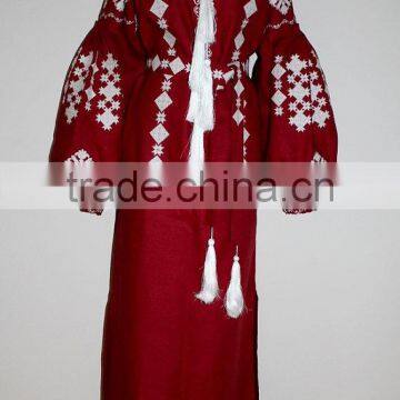 Boho Clothing Ukrainian Vyshyvanka Embroidery Designs Linen Dresses With Tassel Long Sleeve Maxi Dresses HSD5766 photo-2