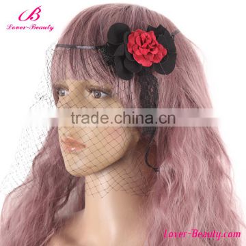 Wholesale covered face masquerade party lace mask with red rose