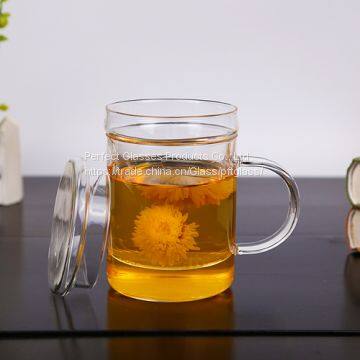 Glass Cup Kungfu Tea Cup Three Part Glass Mug Filter Glass Cup Coffee Mug Milk Cup Juice Cup for Hotel and Resturant photo-2