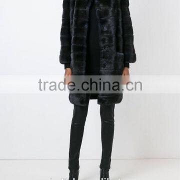 New Style Modern Ladies Black Mink Fur Padded Coat Competitive Price photo-3