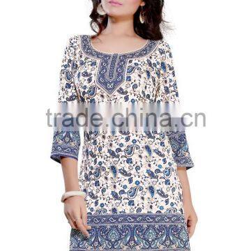 Printed Designer Canvas Crape Styles Kurtis photo-2