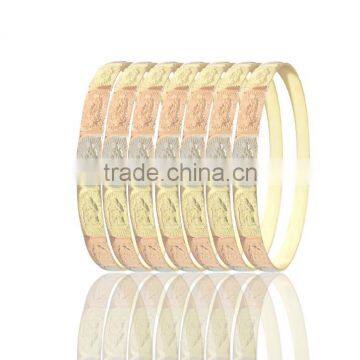 Half Round 6 MM Three Tone Plated Virgin Mary Bangle