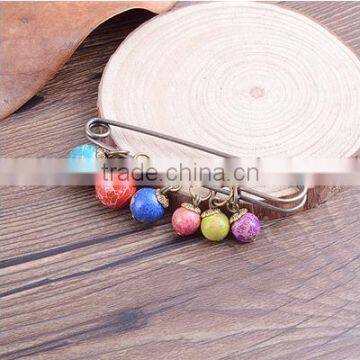 colorful stone beads charm brooch pins diy stone charms safety pins for her gifts