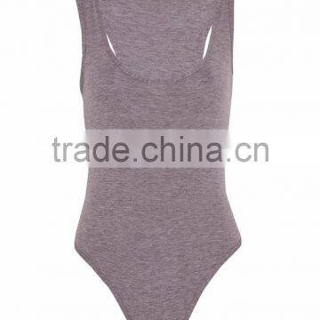 Chinese Factory Sexy Women Plain Tight Body Shaper Basic Grey Racer Back Bodysuit photo-4