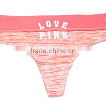 2017 China Manufacturer Personalized Your Own Brand Logo Design 95% Cotton 5% Spandex Private Label Women Hot Sexy T-Back Thongs