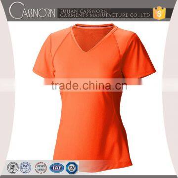 Good Quality Colorful Plain v Neck Wholesale Short Sleeve Women t Shirt photo-2