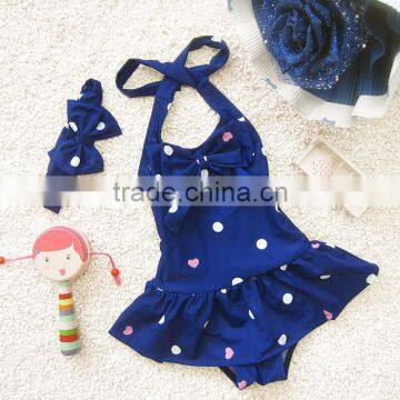 S31333W Kids Branded Swimwear Young Girls Sweet Bowknot Swimwear photo-5