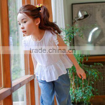 S17608A High Quality Plain T Shirt Girls Sleeveless T Shirt photo-4