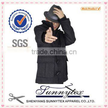 Sunnytex winter season mens outdoor fake horn rib warm wool jacket