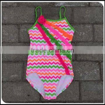 2016 Cute Stocked!! Children Swimwear Baby Girl Bikibi Swimsuit Rainbow Chevron Beachwear For European Children girls swimsuit