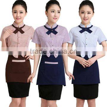 Custom factory price cheap new design waitress uniform,hotel receptionist uniforms wholesale