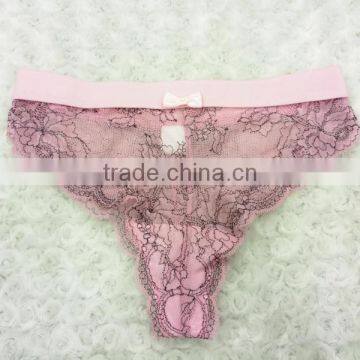 Pink Sets Sexy Women Transparent Lace Underwear Bra and Panty Set photo-6