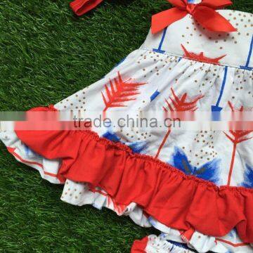 Little Girls Boutique Clothing Sets Infant Baby Swing Top With Ruffle Bloomer July 4th Swing Top With Headband photo-5