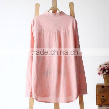 Simple style chiffin wihte V neck no collar 7 sleeve women casual blouse