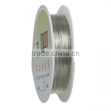 Copper Beading Wire Thread Cord Round Silver Tone 0.2mm Dia. , 2 Rolls