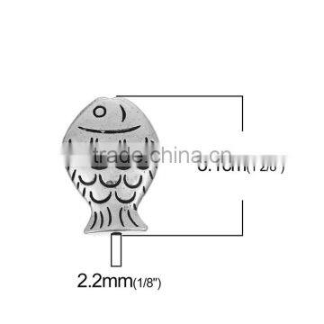 Zinc Based Alloy Spacer Beads Fish Animal Antique Silver photo-2