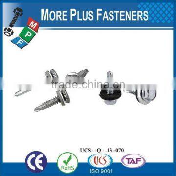 Taiwan #10-16 x 1" Hex Unslotted Hex Washer Head Epoxy #3 410 Stainless Steel Bonded Sealing Washer Self Drilling Screw photo-5
