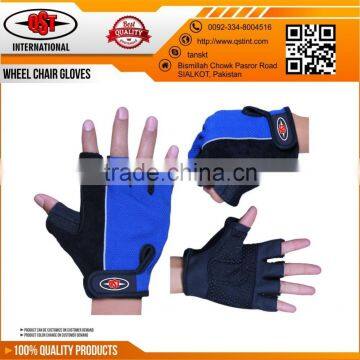 Leather Half finger gloves Mesh Back wheel chair gloves