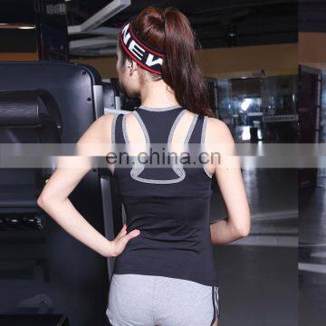 Hot Sale 90% Polyester 10% Spandex False Two Slim Fit Bulk Blank Womens Workout Yoga Tank Tops photo-3