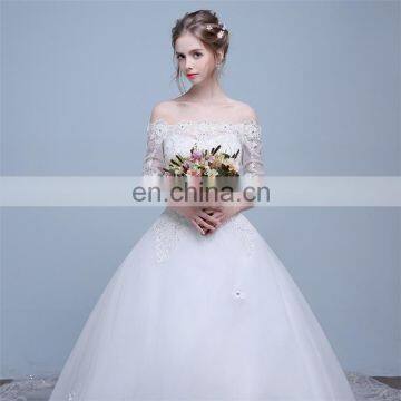 HS1624 2017 Bling Wedding Dress China Long Train Sequined Appliqued Embroidery Bridal Ball Gown photo-4