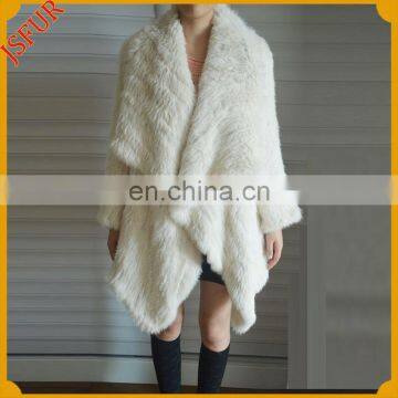 Top quality colourful fold-over women warm rabbit fur coat