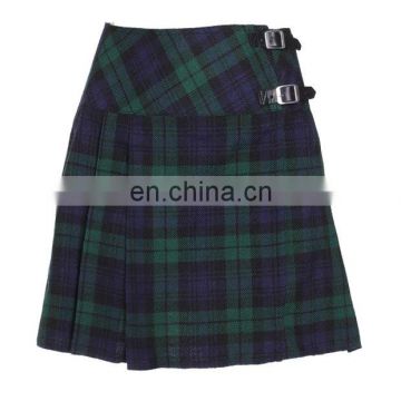 Ladies Girls Women Black Watch Tartan Pleated Mini Billi Skirt