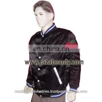 Custom Black Satin Varsity Jackets / Custom Black Baseball Jackets